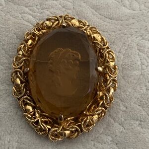 Ornate Gold Cameo Brooch